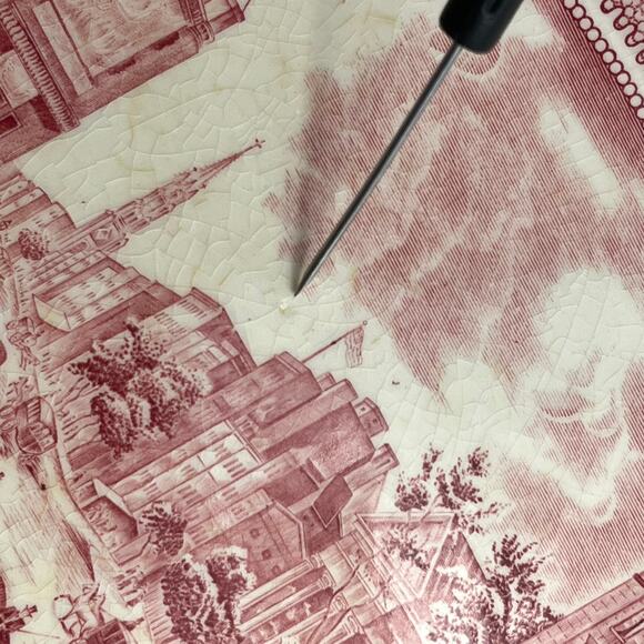 Johnson Bros Historic America Barnum's Museum Broadway NYC Oval Platter Red - Picture 10 of 10